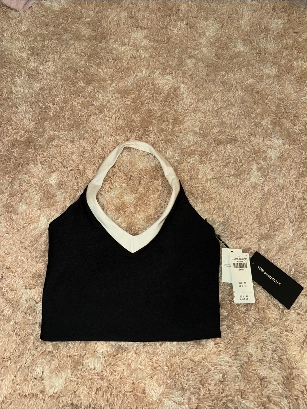 Abercrombie & Fitch Black Halter Sports Bra with White Trim